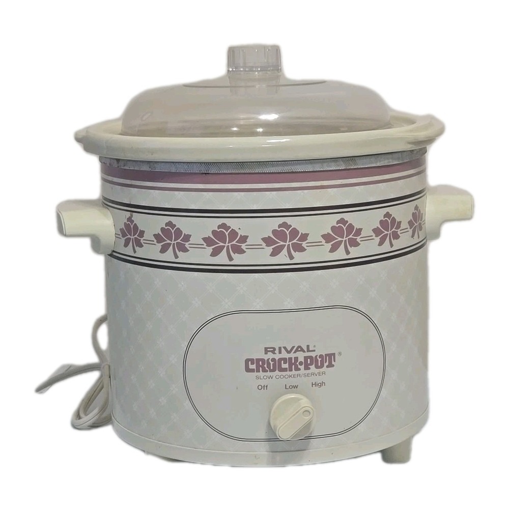 VTG Rival Crock Pot 3.5 Qt Slow Cooker 3150 Tested Working w/ Lid Stone White